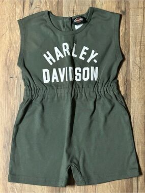 Harley-Davidson Green Sleeveless Logo Romper One-Piece Girls 2/3T